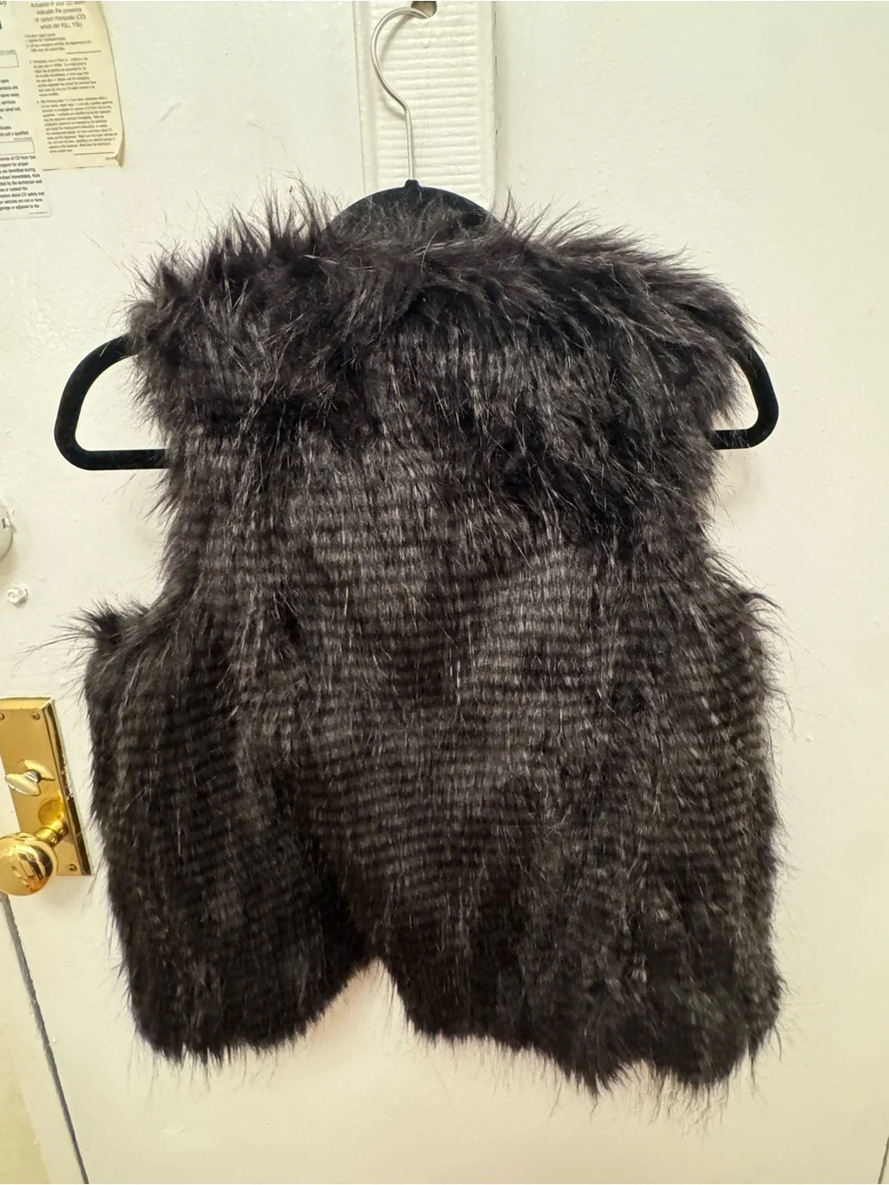 Xhilaration Charcoal Black Shaggy Faux Fur Vest